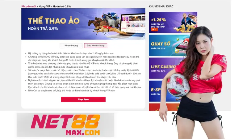 Net88 cược thể thao ảo hoàn trả 0.9%, tham gia ngay! Net88 cược thể thao ảo hoàn trả 0.9%, tham gia ngay!