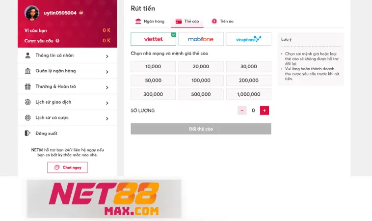 Rút tiền Net88: hướng dẫn chi tiết 5 bước cơ bản Rút tiền Net88: hướng dẫn chi tiết 5 bước cơ bản